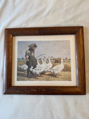 Framed Vintage Arthur Sarnoff “Feeding Time” Print, wall art